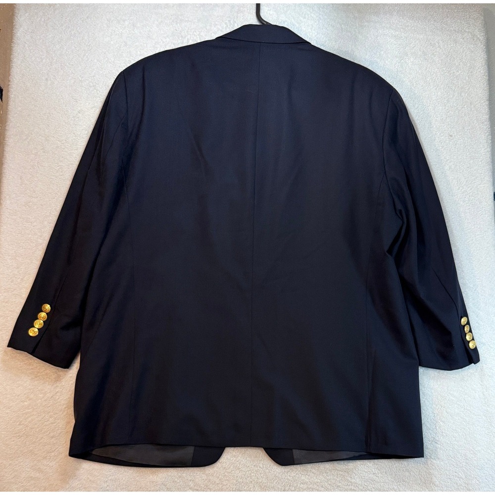 Chaps Ralph Lauren Mens Navy Blue Pure Wool Blazer Gold Crest Buttons  NO TAG - Picture 6 of 10